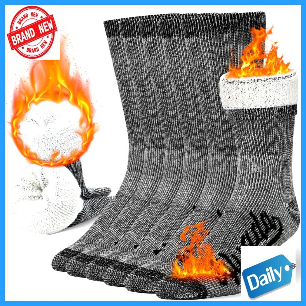 Merino Wool Hiking Socks Thermal Warm Crew Winter Boot Socks 3 Pairs